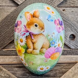 Beautiful Vintage German Nestler Paper Mache Easter Egg Candy Container-1970-7”H